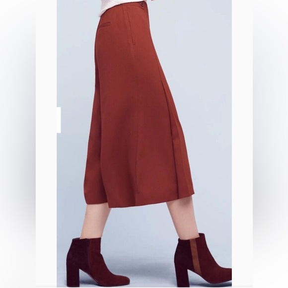 Anthropologie The Essential Culotte Wide Leg Capris Wine Red Size 0 - Picture 3 of 12